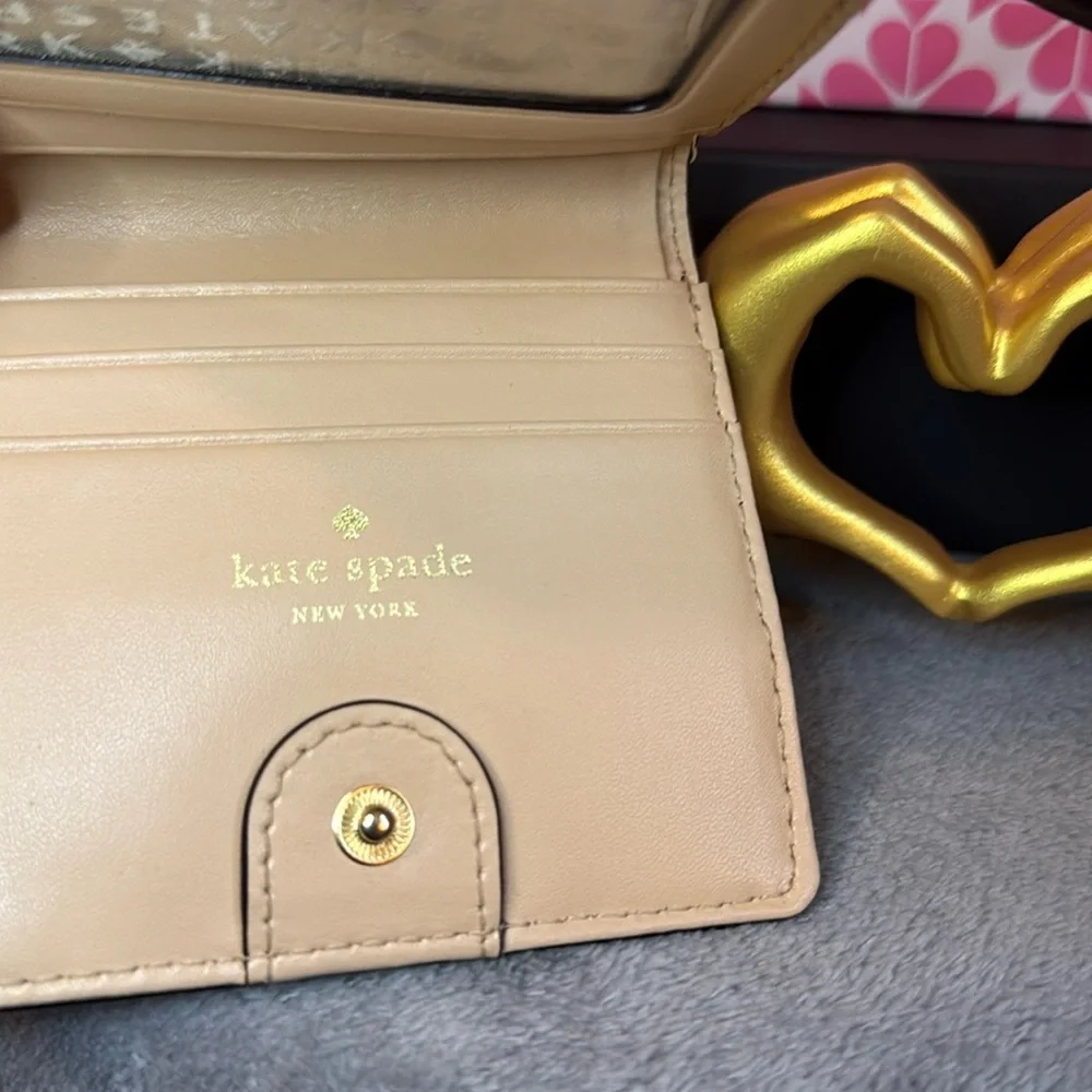 KATE SPADE Black Serenade Valencia Road Bow Small Ostrich Embossed Wallet/ EUC